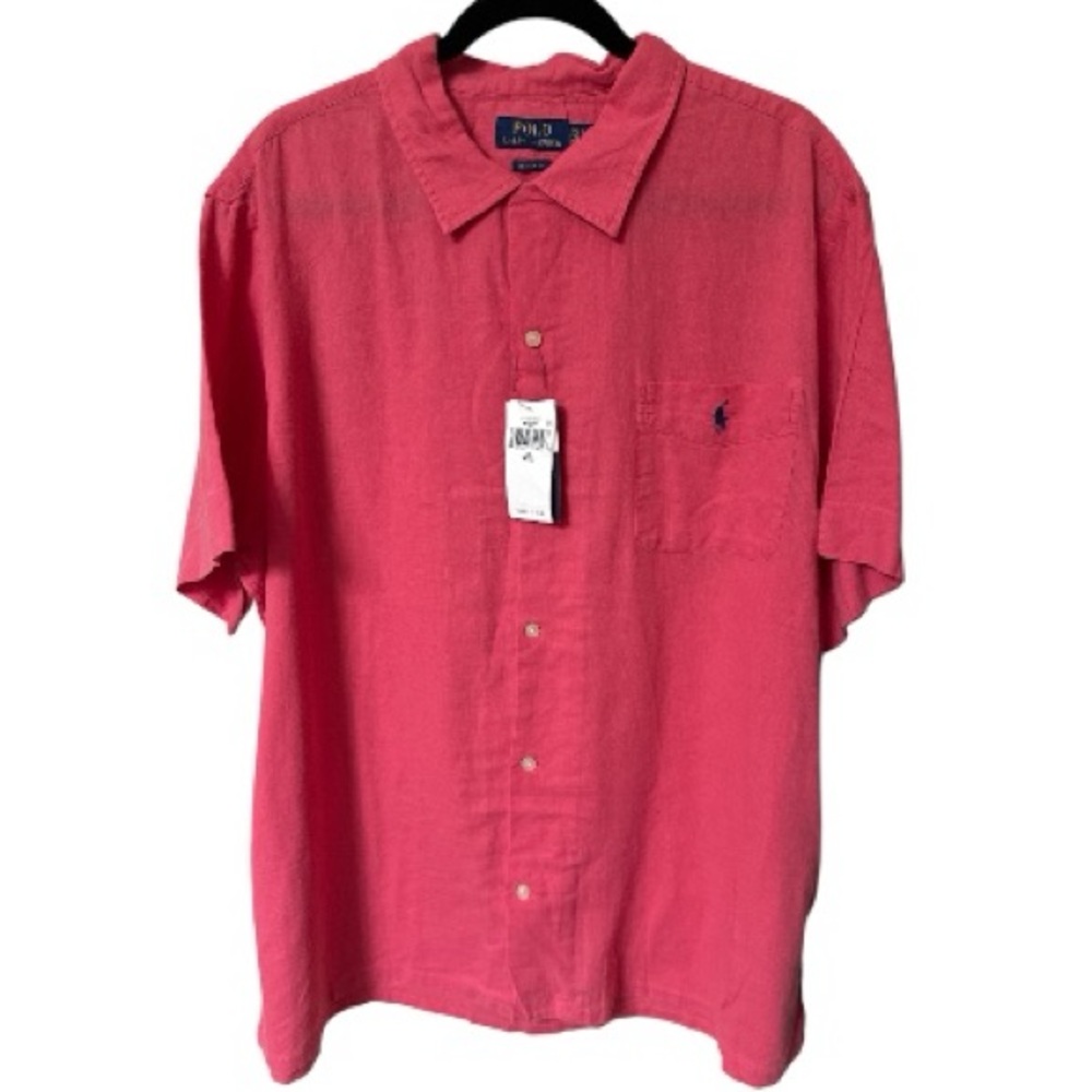 Polo Ralph Lauren Linen/Cotton Classic Fit Men’s Button Down Shirt Red XXL NWT